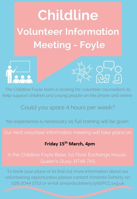 Childline Volunteer Information Meeting - Friday 15th March, 4pm